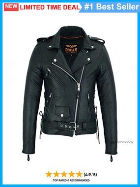 Genuine Cowhide Leather Motorcycle Biker Jacket Zip Out Lining Laced Waist